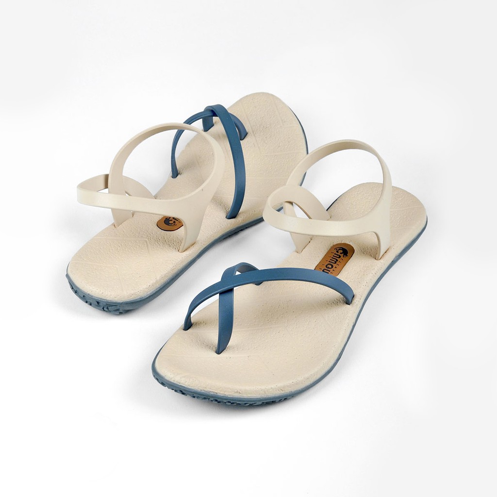 CAMOU - Vivian Calmy - Sandal Flats Perempuan Kasual Biru Cream