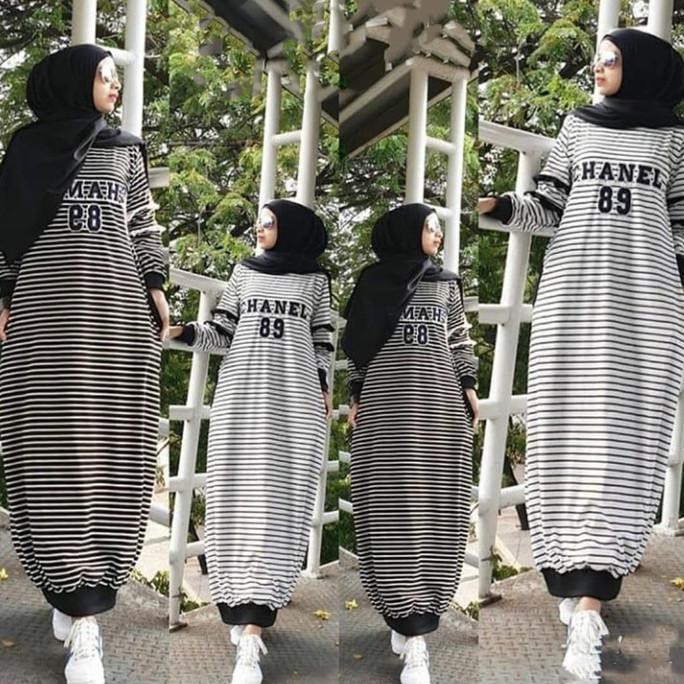 Baju Gamis Wanita Terbaru Salur Chanel - Abu-Abu Alexandriastorejkt