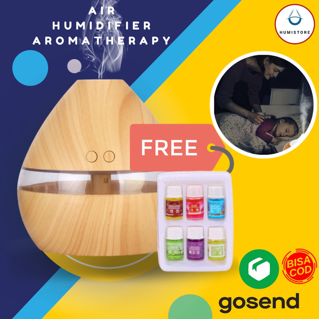 Humidifier Ultrasonic  Aromatherapy by TAFFWARE-Woodbaby Yellow+oil