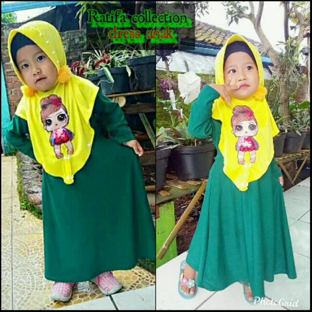 Gamis Anak Perempuan Usia7-8 Tahun,Matt jersey super tebal grade A.Rratifa collection.