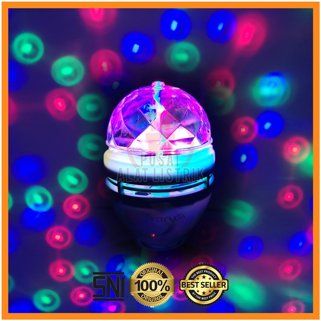 LAMPU DISCO HIAS LED ROTARY MUTER WARNA WARNI MAGIC BALL LIGHT DISKO PUTAR