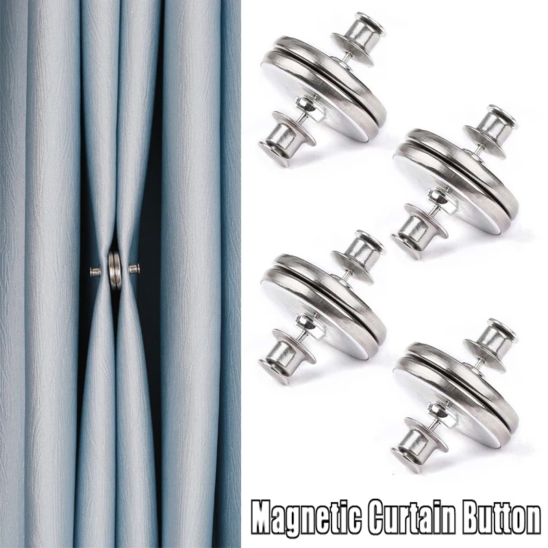 1 Pasang Klip Buckle Tirai Magnetik Bahan Metal Dapat Dilepas