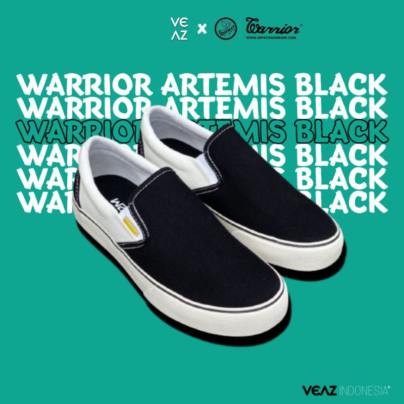 SEPATU WARRIOR ARTEMIS  SLIP ON BLACK