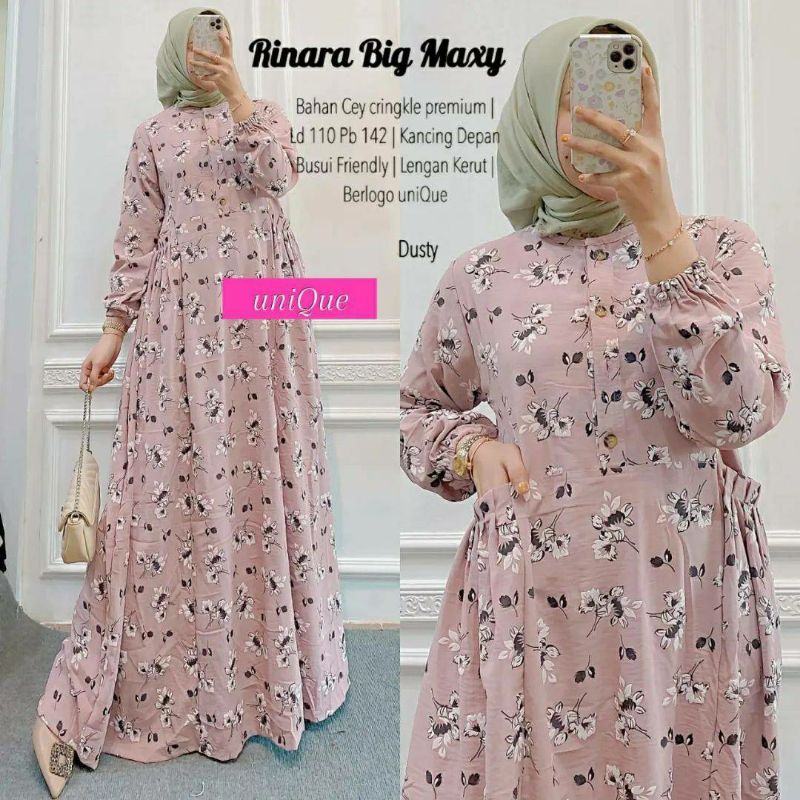 Rinara jumbo maxy gamis crinkle airflow motif bunga