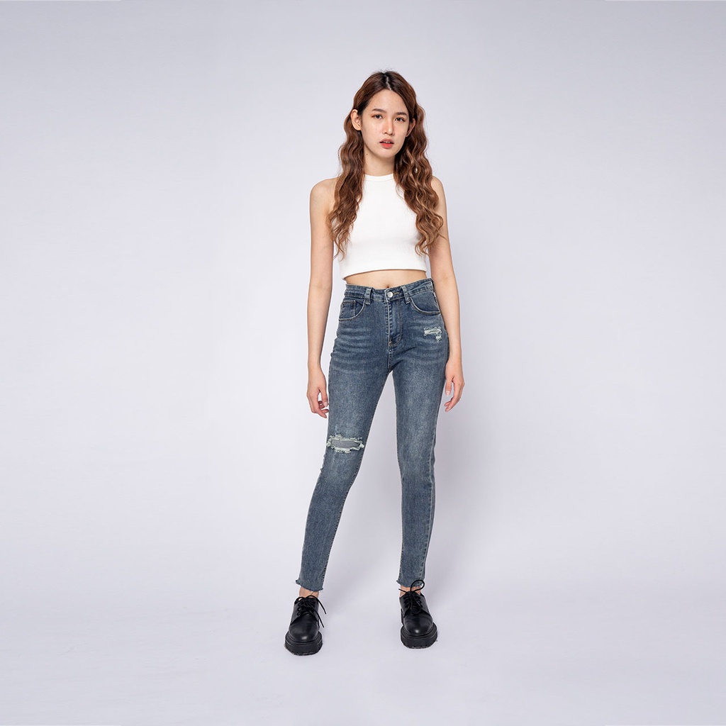 VIERLIN - Jeans 9125 - HIGH WAIST SKINNY RIPPED SOBEK MELAR STRECHT