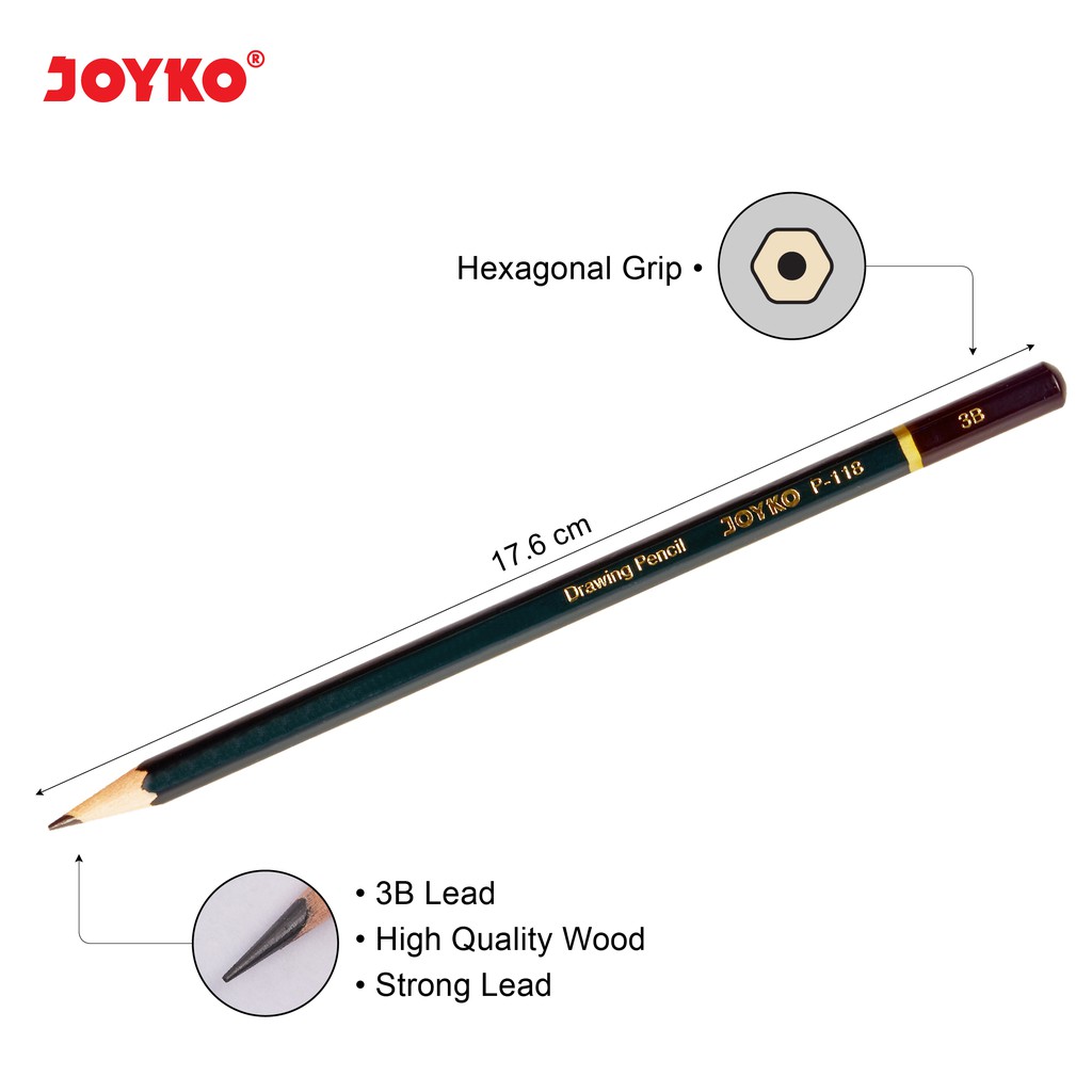 Drawing Pencil Pensil Menggambar Joyko P-118 3B 1 Box 12 Pcs-1