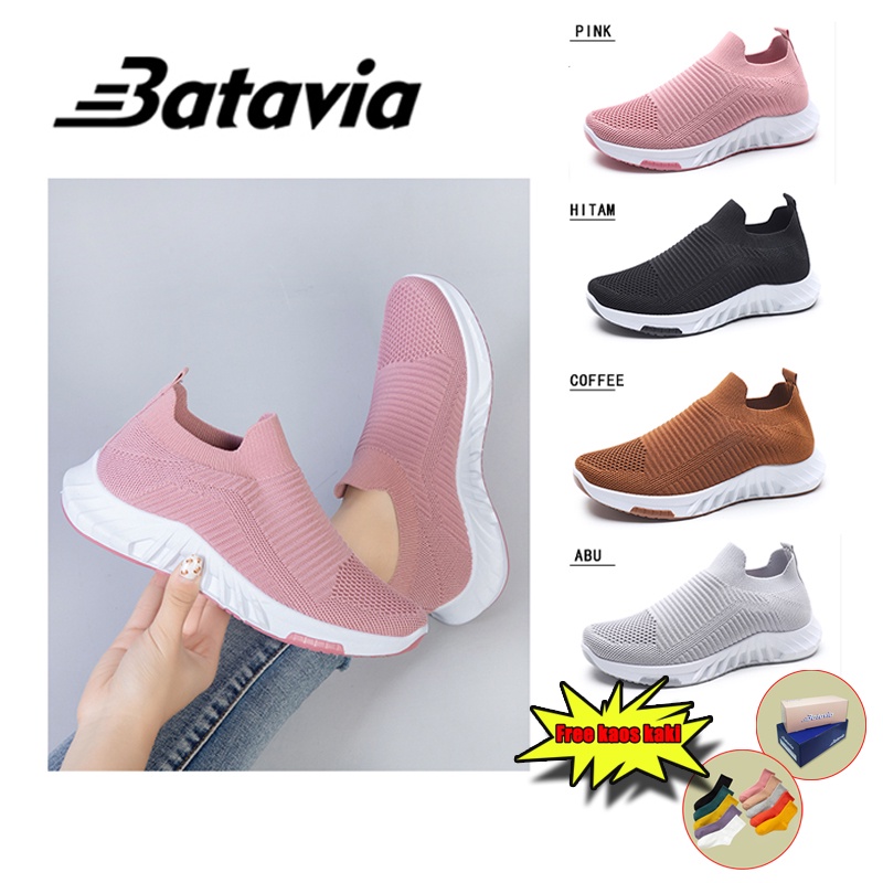 Batavia Sepatu olahraga impor premium perempuan terbaru rajut adem antislip antiaus sepatu lari anak perempuan  Batavia Shoes Fashion  Sport  Original Pink Hitam Abu Grey kanvas   Onlinemall A113 A102 A133