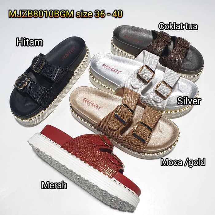 BARA BARA ORIGINAL jelly sandal karet empuk murah wanita wedges import barabara cewek MJZB8010BGM