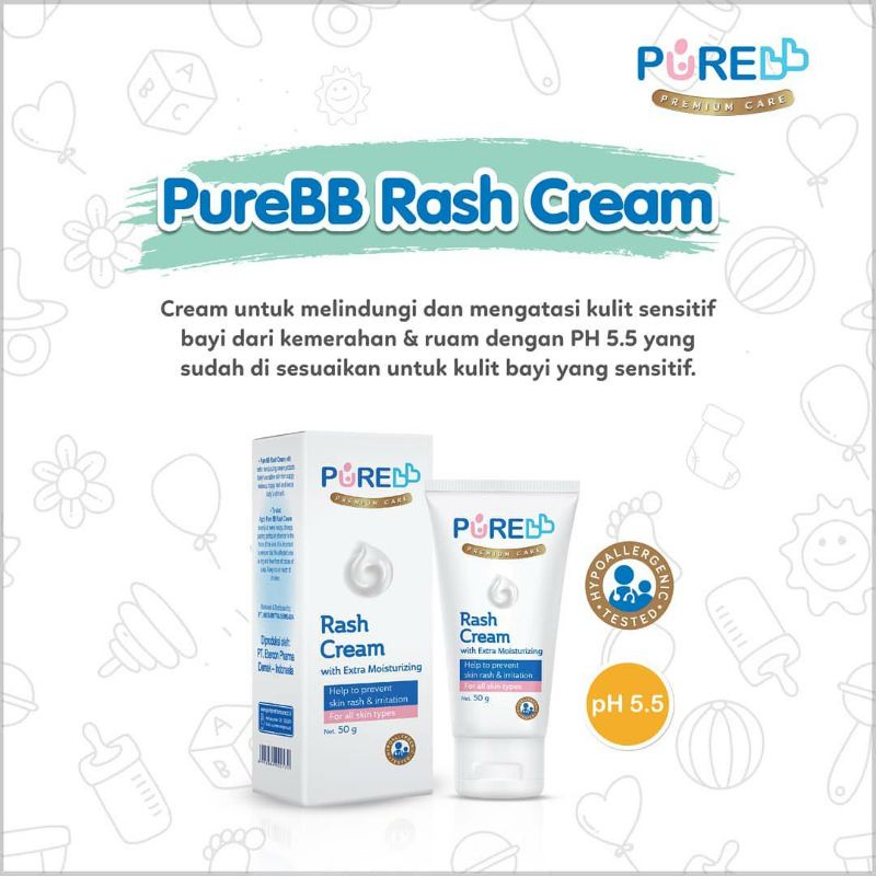 Pure BB Rash Cream with Extra Moisturizing Purebaby Krim Ruam Popok Baby PureBB