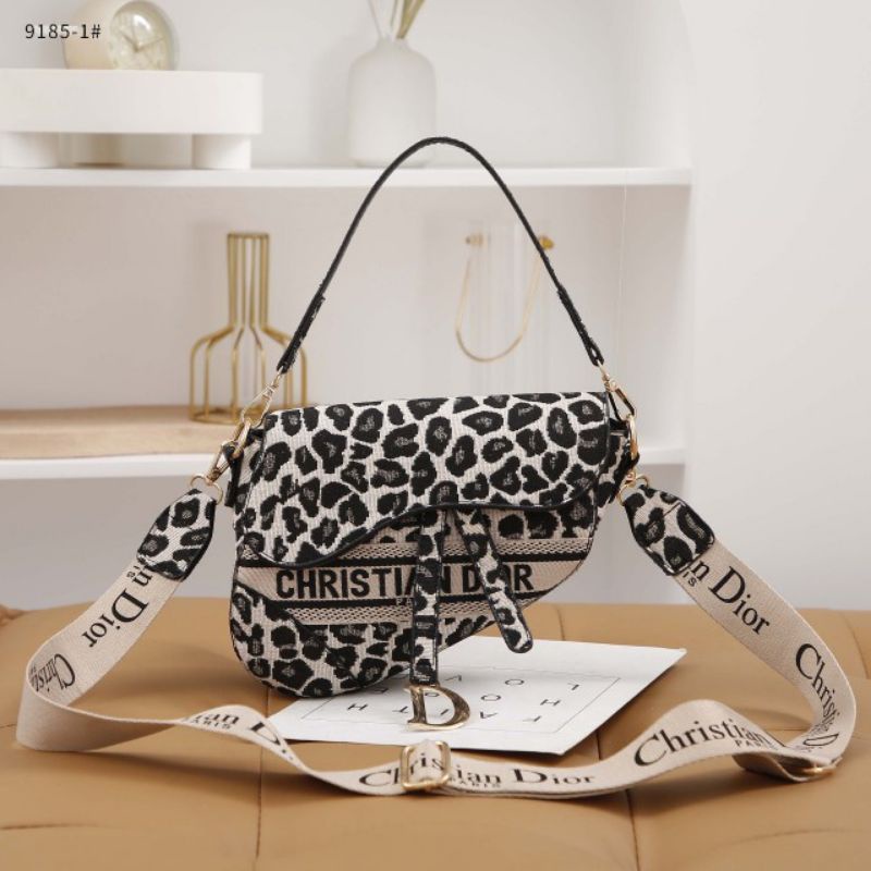 Dr Saddle Bag Leopard Canvas 9185-1/ Tas Wanita Import Dior/ Tas Selempang Wanita Import