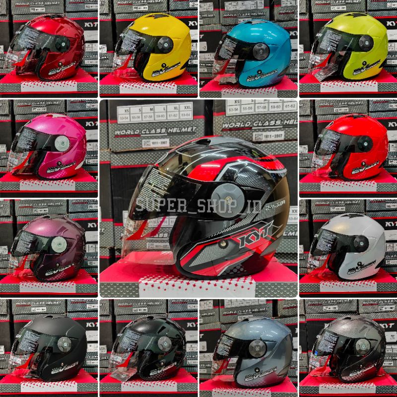 Helm Half Face Kyt 2Vision Motif & Polos Dube Visor