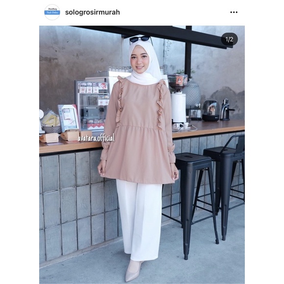 Thea blouse/blouse wolvis/blouse rempell depan/blouse wanita hijab