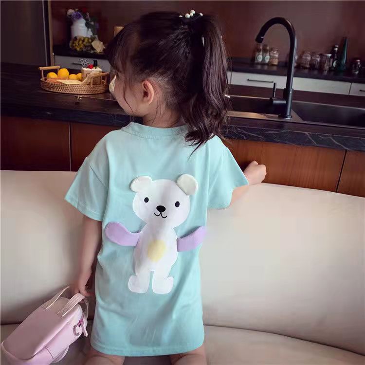 [PRINCESS KESLI]Gaun anak perempuan/Baju anak perempuan/rok bayi/Kaos dress anak moktif beruang cute import