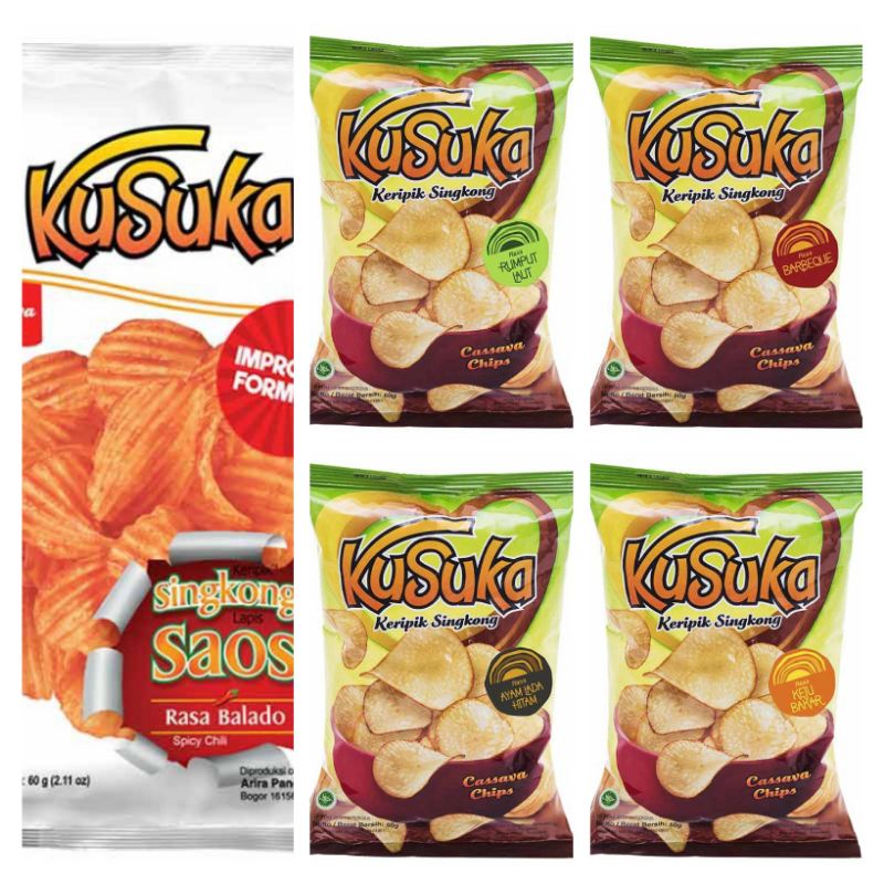 

Kusuka Keripik Singkong Lapis Saos Glazzed Cassava Chips Keju Bakar Balado Rumput Laut Blackpepper Lada Hitam Barbeque BBQ Talas Daun Jeruk 60 g