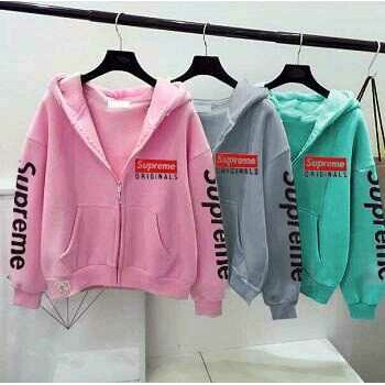 Promo 035 JAKET HOODIE SUPREME LILLO PINK/ ABU/ TOSKA ThevaShop