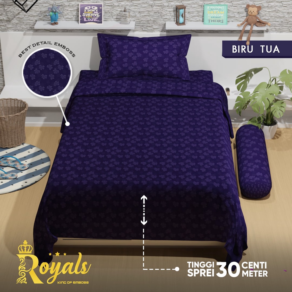 Royals BedCover Set Sprei Uk 120 - Biru Tua