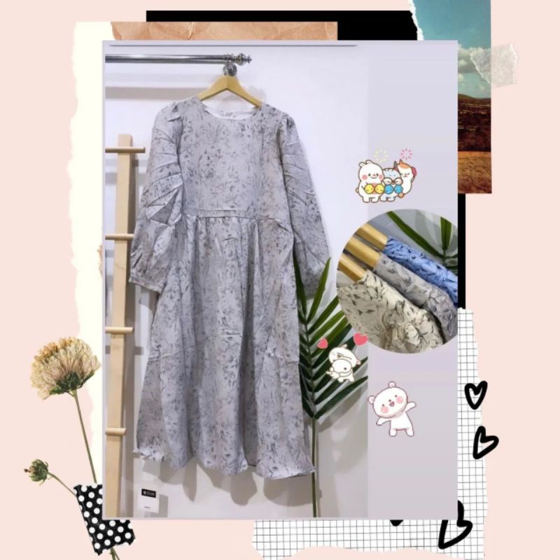 Tunik Lydia | Tunik Wanita Satin Premium Motif Bunga