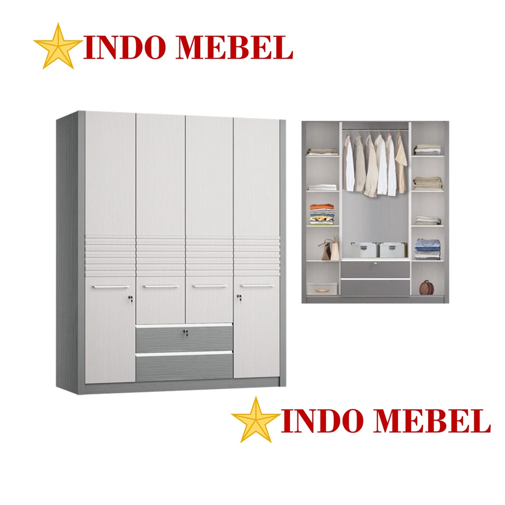 Lemari pakaian 4 pintu / wardobe LP 389 SW Siantano READY MAKASSAR PROMO