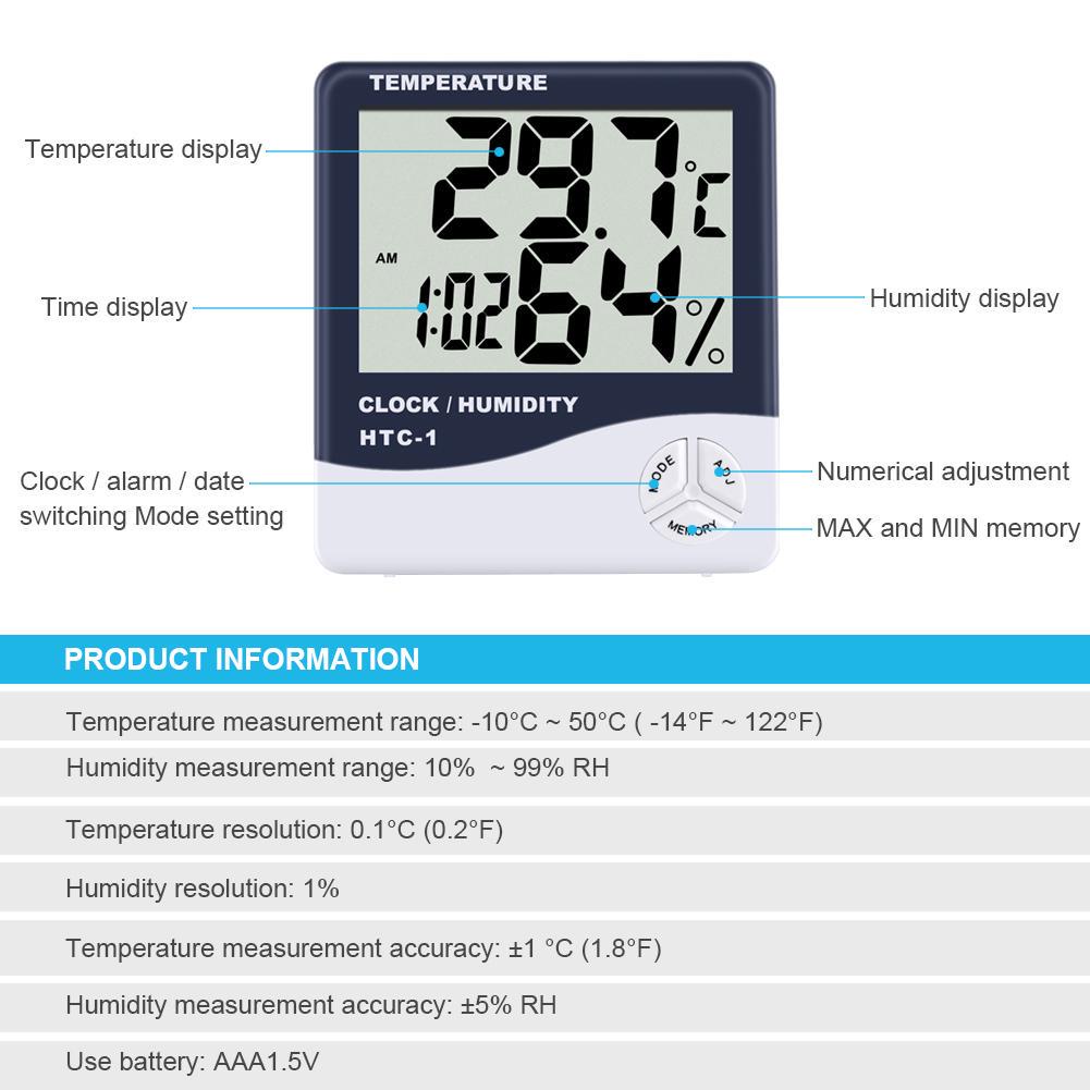 Hygrometer Thermometer HTC1 Pengukur Suhu Dan Kelembaban Udara Digital - HTC1
