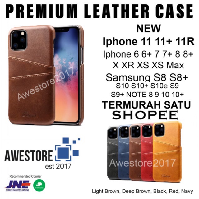 Leather Case Card Casing Kulit Samsung Iphone 6 6+ 7 7+ 8 8+ X XR XS 11 11Pro MAX 11ProMax Plus