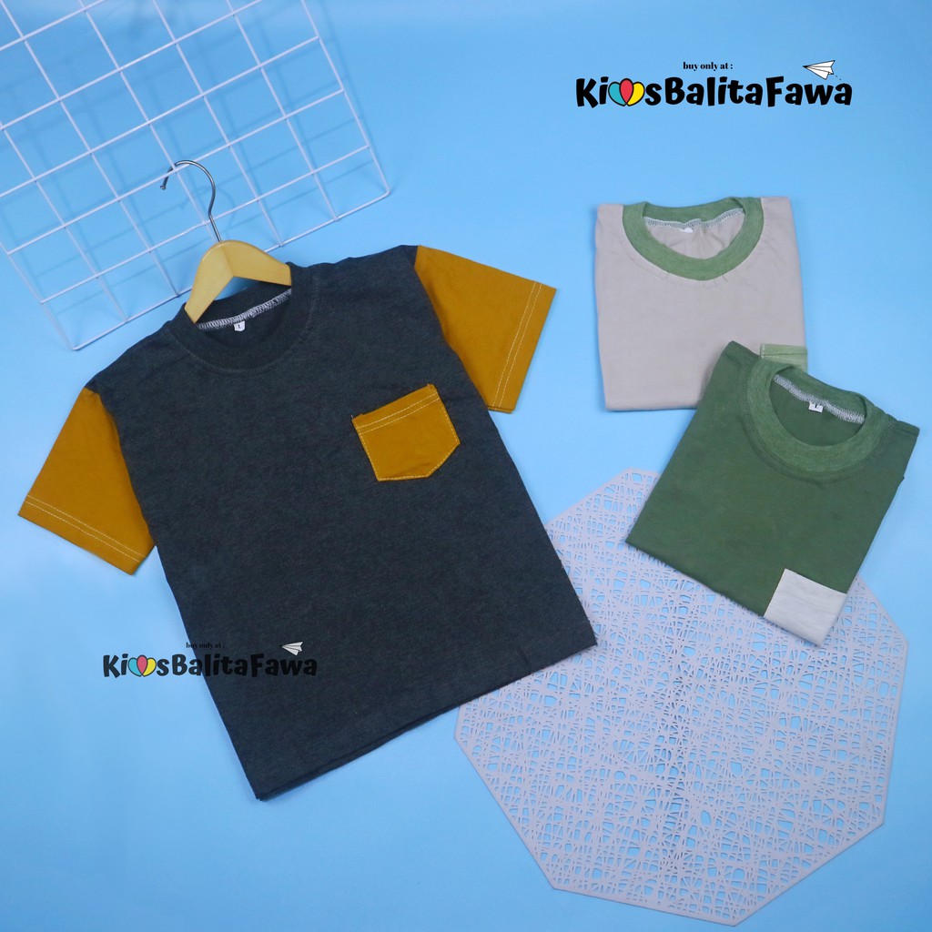 Kaos John Ethes uk Bayi - 6 Tahun / Baju Polos Anak Laki-Laki Balita Atasan Oblong Reglan Lengan Pendek Saku