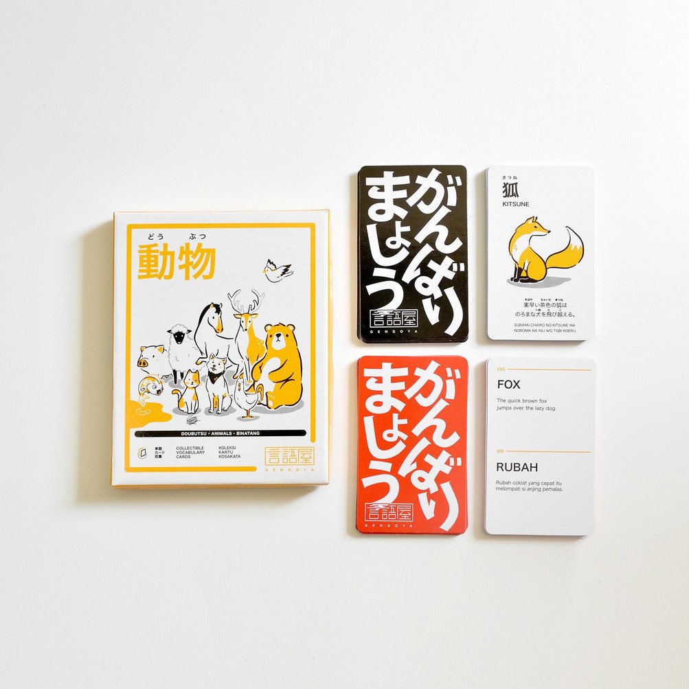 Kartu Kosakata Flashcard Bahasa Jepang : Animals Binatang Gengoya