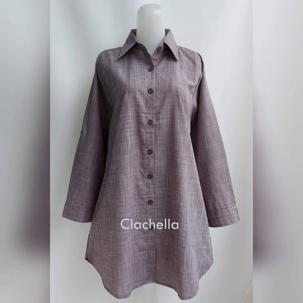 Clachella Baju Tunik Kemeja Motif Abstrak, Baju Atasan Wanita T218021