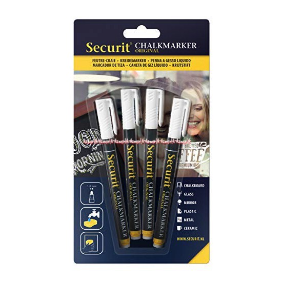 Securit Chalk Marker Spidol Untuk Blackboard Spidol Lukis 4 Set Securit Liquid