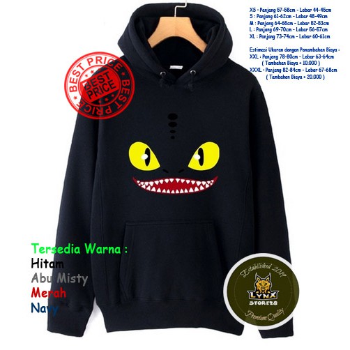 HOODIE SWEATER KEREN HOW TO TRAIN YOUR DRAGON 3 TOOTHLESS - LYNX