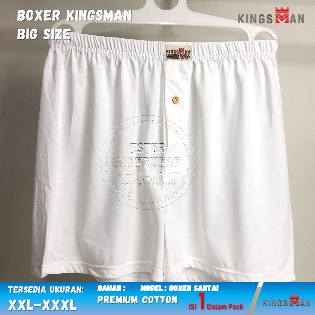 Boxer Pria Santai Kingsman Big Size Putih Isi 1 Pcs