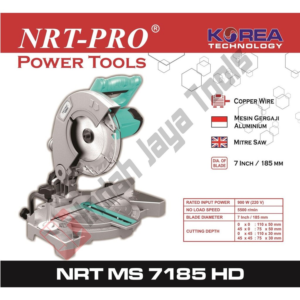 NRT-PRO 7185 HD Mitre Saw 7 Inch - Miter Gergaji Alumunium Kayu Pigura Mitter Sudut