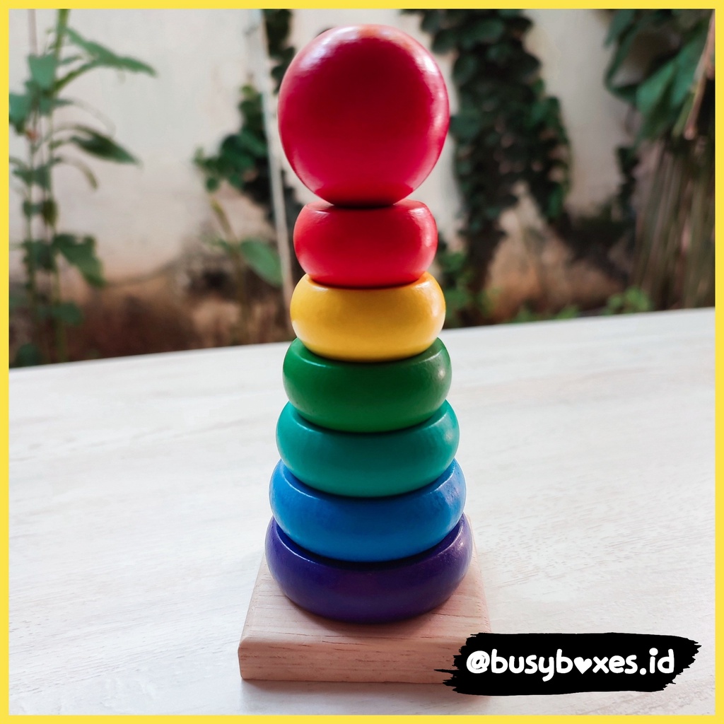 [busyboxes.id] wooden stacker - mainan kayu aneka bentuk