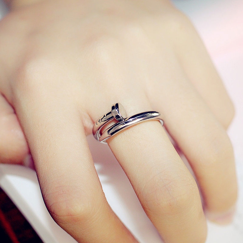 Simple Open Nail Ring Fashion Finger Ring Gold Silver Color Adjustable Couple Screw Jewelry Personality Sweet Heart Jewelry