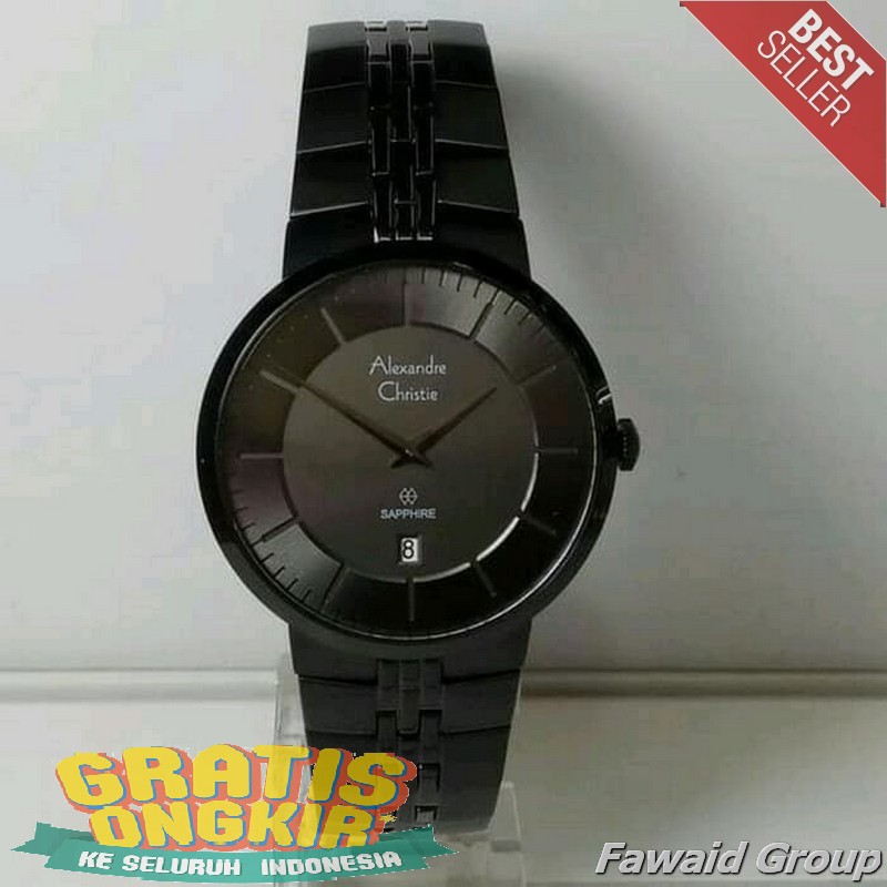 Best Seller Jam tangan Pria ALEXANDRE CHRISTIE AC 8565 PRIA BLACK GREY ORIGINAL
