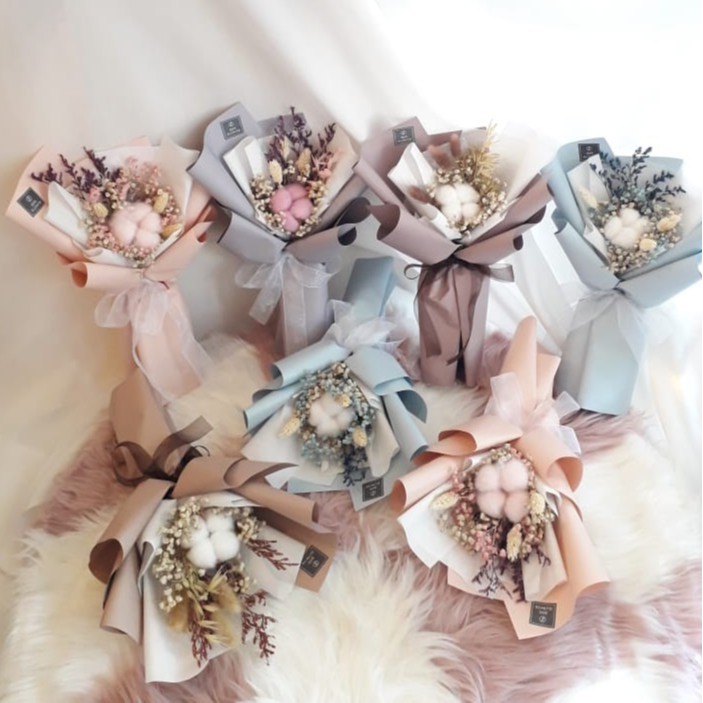 Cotton Flower Mini Bouquet Hand Bouquet Buket Bunga Cotton Flower Mini Bouquet Hand Bouquet Buket Bunga