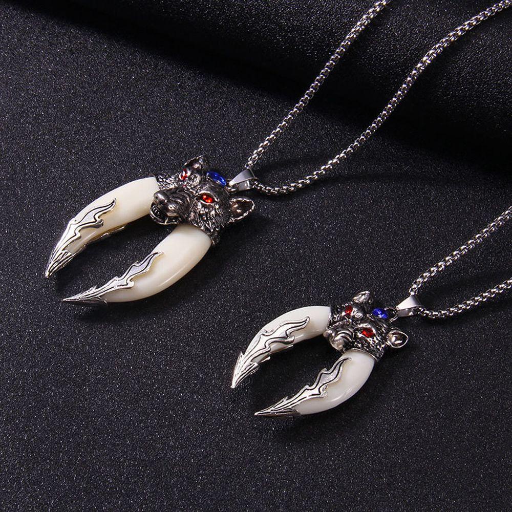 Needway Celeng Liontin Kalung Minoritas Vintage Stainless Steel Boho Perhiasan Halloween Kalung Sederhana Pria Leher Rantai