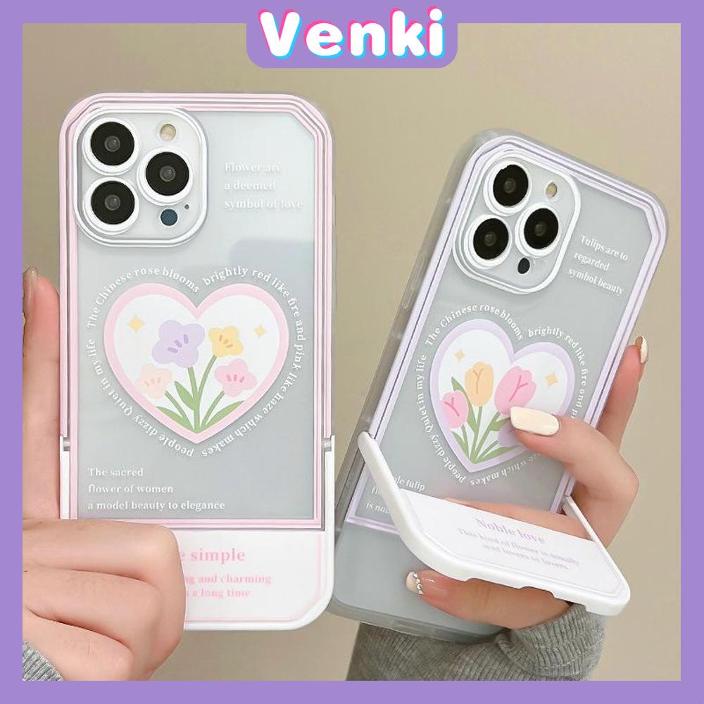 iPhone Case Acrylic Invisible Folding Stand Silicone Soft Case Airbag Shockproof Camera Cover Flower Cute Compatible For iPhone 11 Pro Max 13 Pro Max 12 Pro Max 7Plus xr XS Max