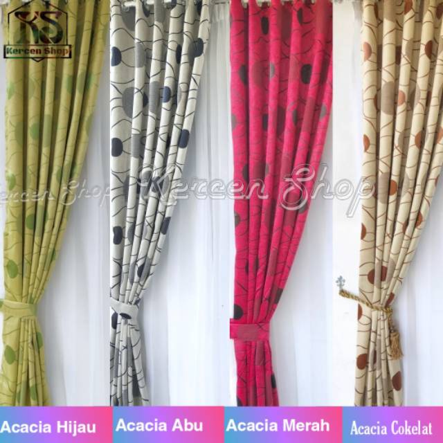 Gorden jendela minimalis gorden pintu acacia motif dua sisi bahan original import semi bludru