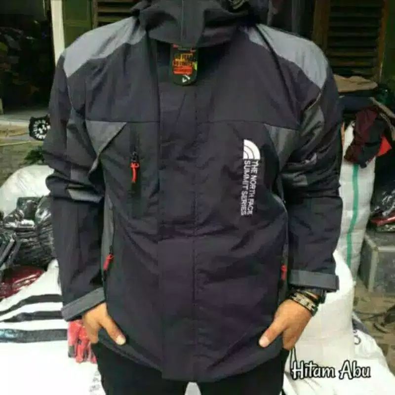 (COD) jaket outdoor WINDPROOF/ jaket gunung/jaket motor-Hitam abu