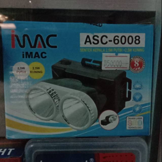 senter kepala double lampu kuning dan putih