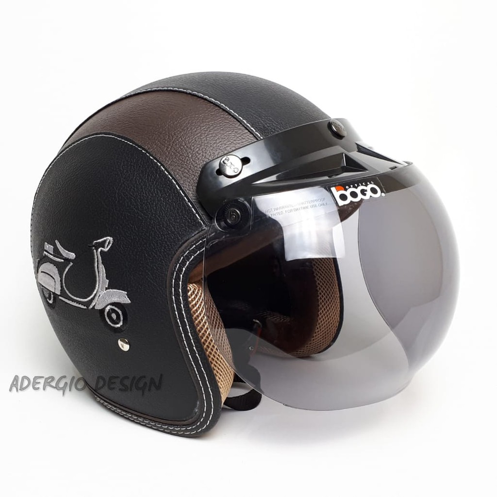 Helm Bogo Dewasa Kaca Bogo Ori Motif Vespa Hitam LC