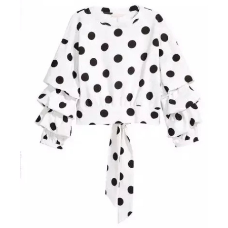 HELLO PARRY DORIS POLKA DOT RUFFLE TOP