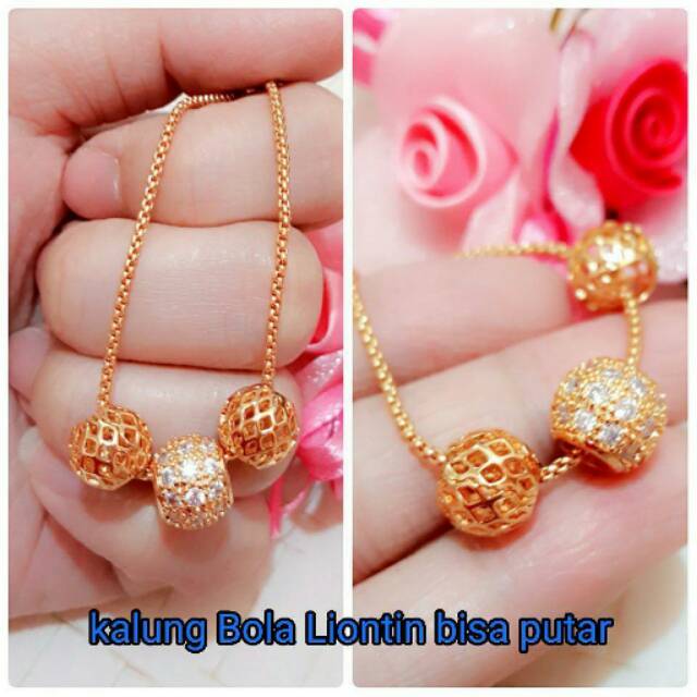 Kalung liontin bola lapis emas 22k