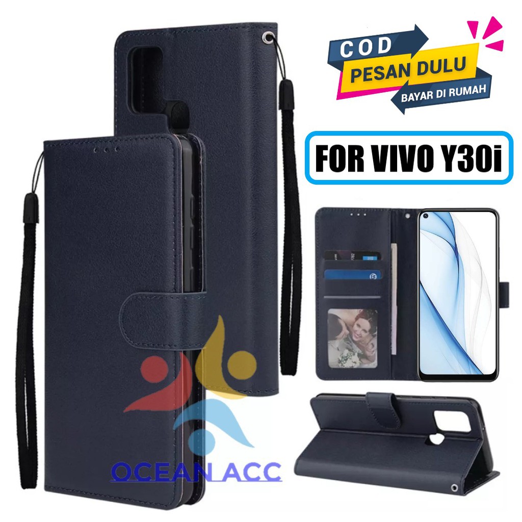 DOMPET HP UNTUK VIVO Y30i LEATHER FLIP CASE VIVO Y30i