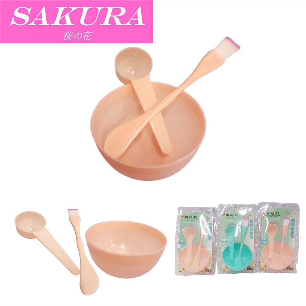 SAKURA Alat Masker Wajah/  Set Mangkok Masker Majah Spatula  001098