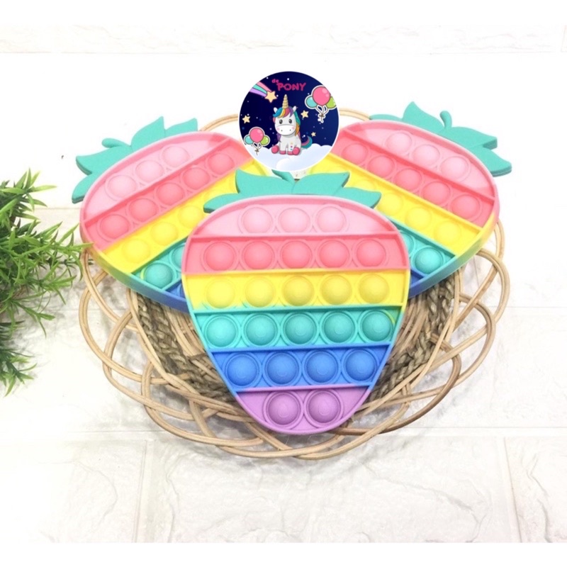 POP IT FIDGET/mainan viral tiktok/mainan pop it/mainan sensorik-Stoberi Rainbow