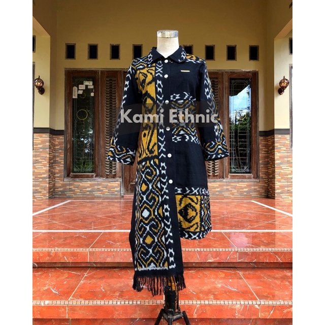 TUNIK TENUN ETNIK JEPARA ASMAT - DRES TENUN HITAM ASMAT - COUPLE
