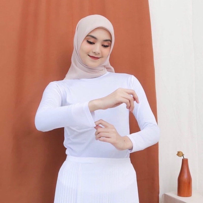 Puffy Crincle Blouse Wanita  / Blouse Salur Wanita / Blouse Kerja Wanita-Manset Putih