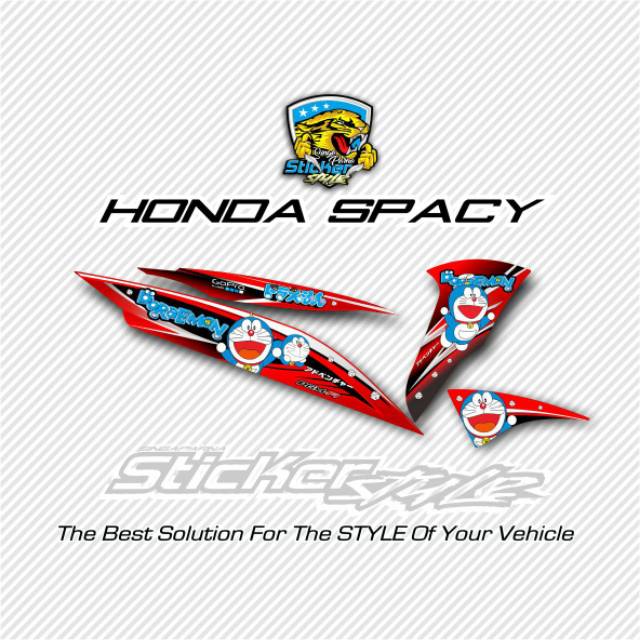 STRIPING STIKER VARIASI MOTOR HONDA SPACY HELM-IN KARAKTER DORAEMON