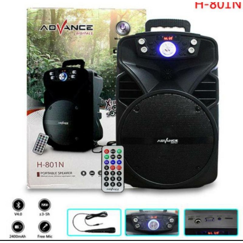 speaker portable advanceH-801N bluetooth remot+mic
